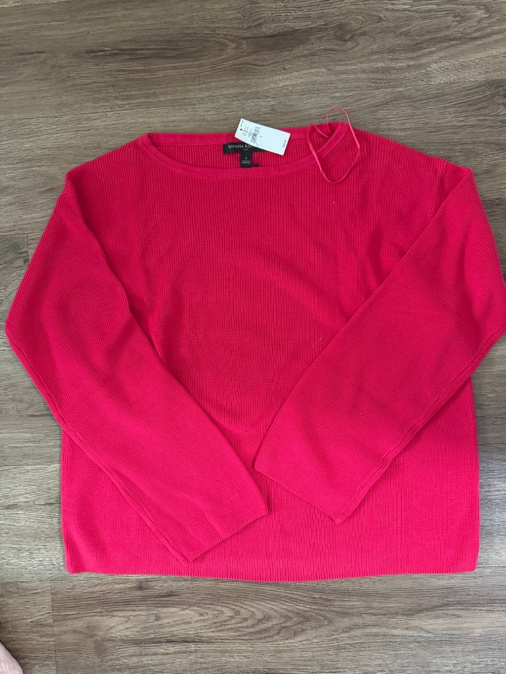 Banana Republic Bright Red Ribbed boatneck Sweater NWT